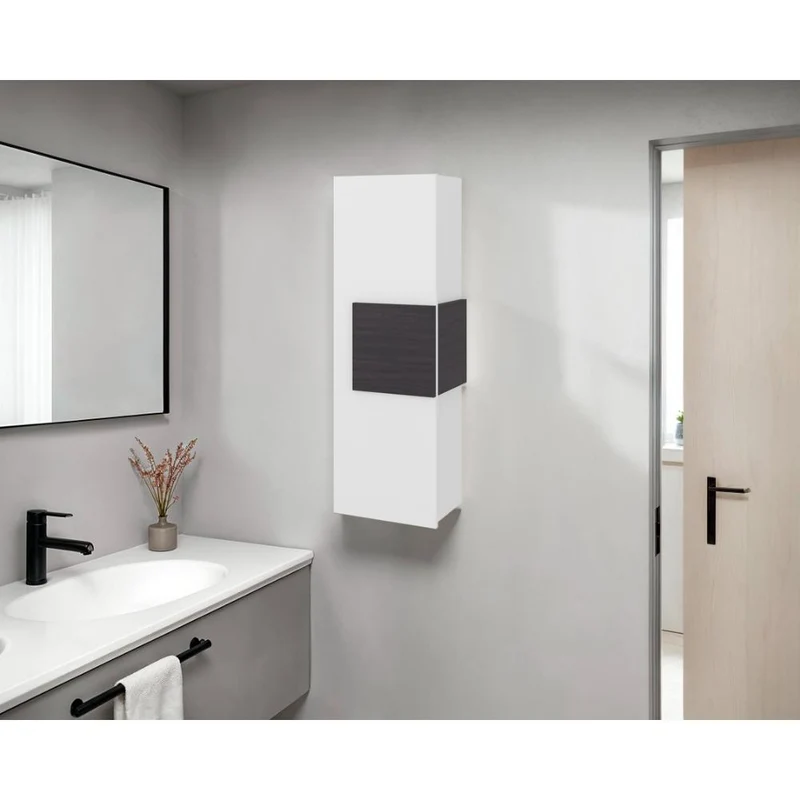 Gabinete de Baño Picasso, Kronos Blanco y Kronos Wengue, con Espacio para Guardar Objetos de Aseo ZF