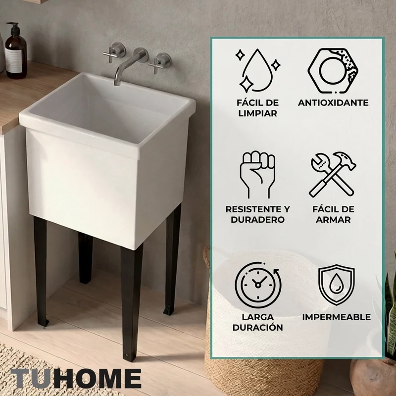 Mueble de Lavado Independiente Barium, Kronos Blanco, con Orificio para Drenaje Incluye Lavamanos No Grifería ZF