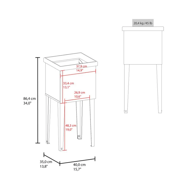 Mueble de Lavado Independiente Barium, Kronos Blanco, con Orificio para Drenaje Incluye Lavamanos No Grifería ZF
