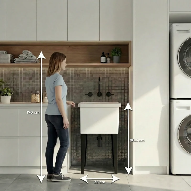 Mueble de Lavado Independiente Barium, Kronos Blanco, con Orificio para Drenaje Incluye Lavamanos No Grifería ZF