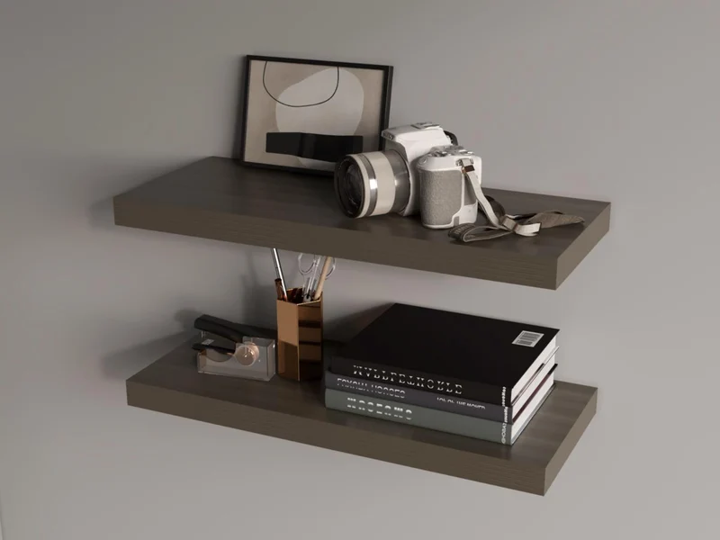 Repisa Flotante Maca X2, Canela, con Espacio para Ubicar Objetos ZF