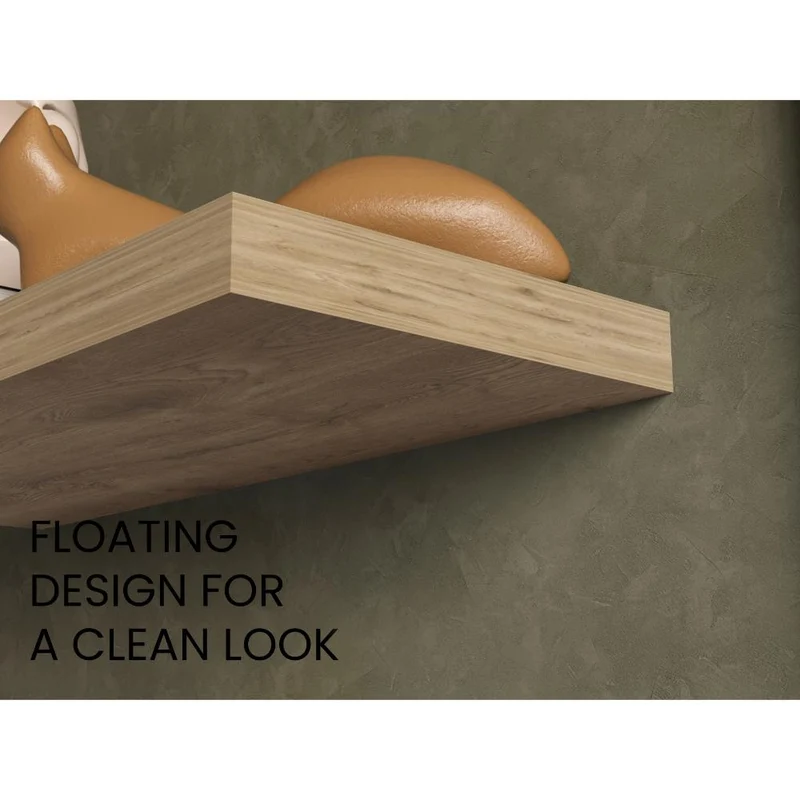 Repisa Flotante Maca X2, Macadamia, con Espacio para Ubicar Objetos ZF