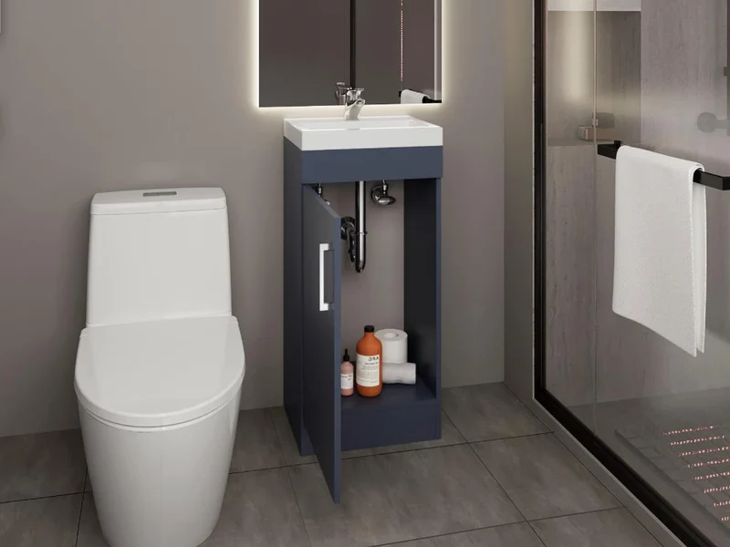 Mueble para Lavamanos Oporto, Kronos Azul, con una Puerta Abatible