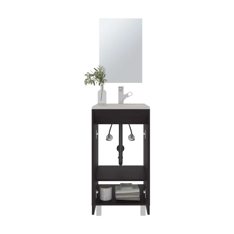 Combo Mueble para Lavamanos Brandy, Wengue, Incluye Lavamanos Praia 45 y Espejo ZF