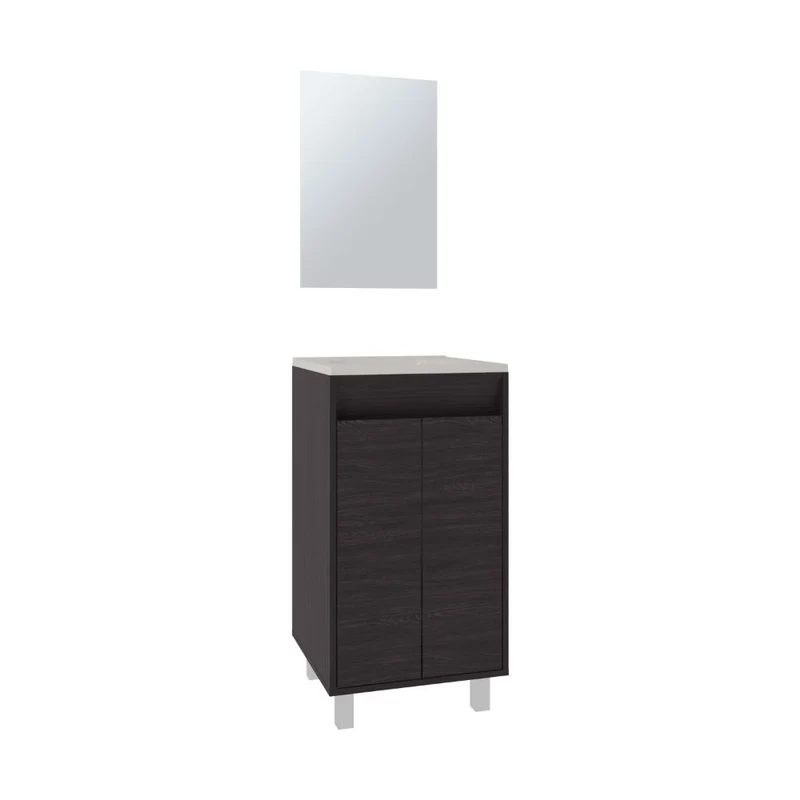 Combo Mueble para Lavamanos Brandy, Wengue, Incluye Lavamanos Praia 45 y Espejo ZF