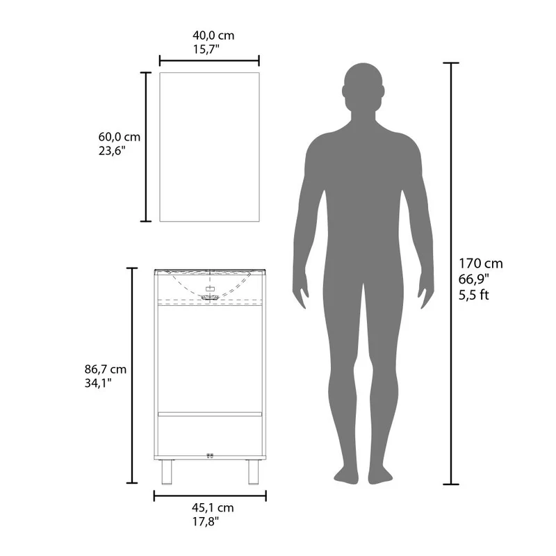 Combo Mueble para Lavamanos Brandy, Wengue, Incluye Lavamanos Praia 45 y Espejo ZF