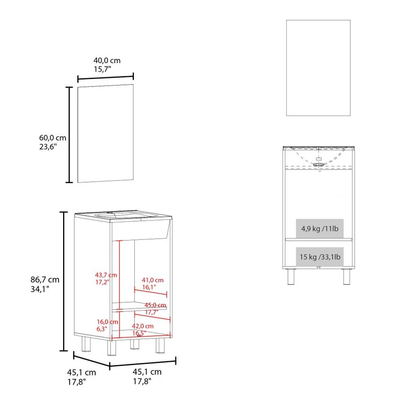 Combo Mueble para Lavamanos Brandy, Wengue, Incluye Lavamanos Praia 45 y Espejo ZF