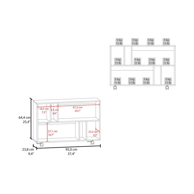Mesa Auxiliar Joge, Wengue, con Espacio para Guardar Objetos Como Libros y Decoración ZF