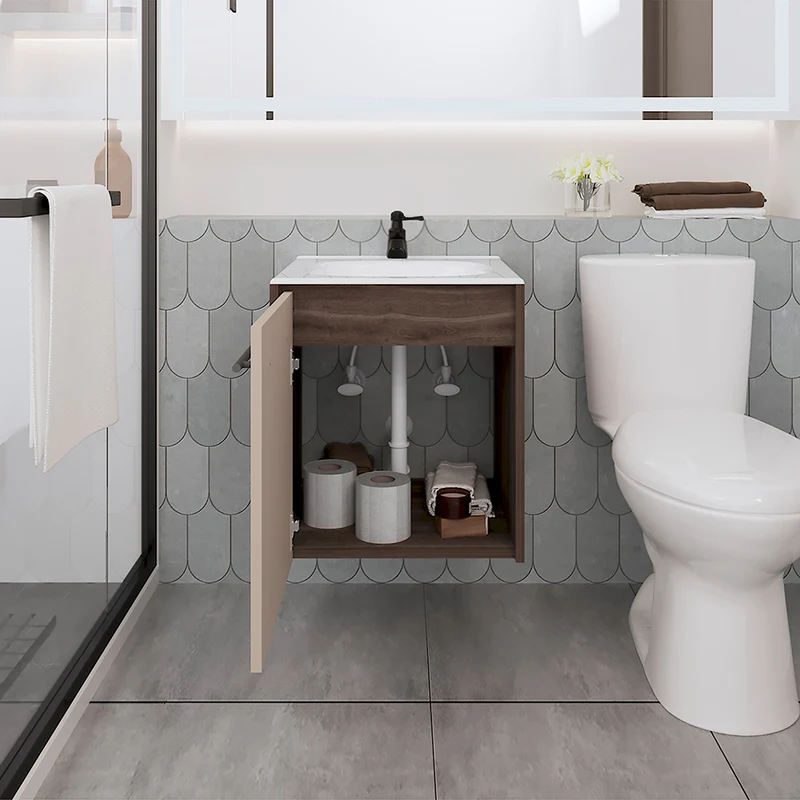 Mueble para Lavamanos Vulcan, Milán y Capri, Incluye Lavamanos Corona en Porcelana Sanitaria