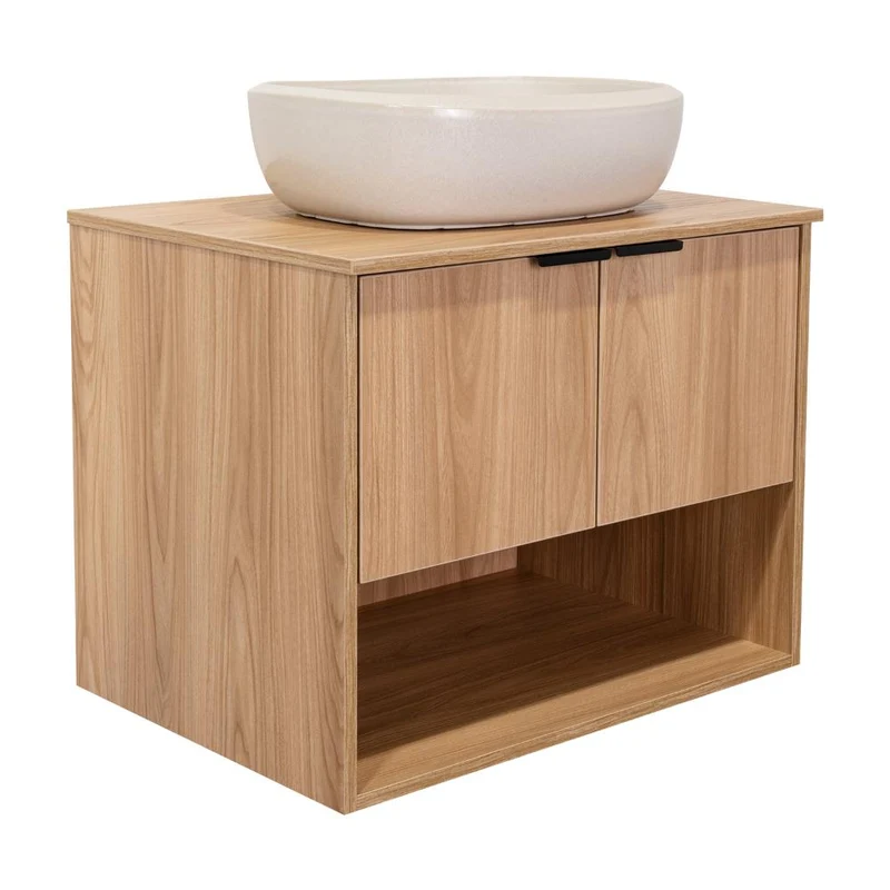 Mueble para Lavamanos Castel, Fresno Europeo, Incluye Lavamanos Corona en Porcelana Sanitaria
