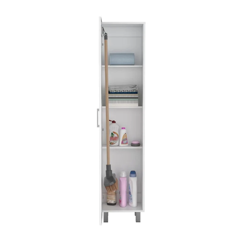 Mueble de Aseo Vinto, Blanco, con Colgador de Escobas ZF