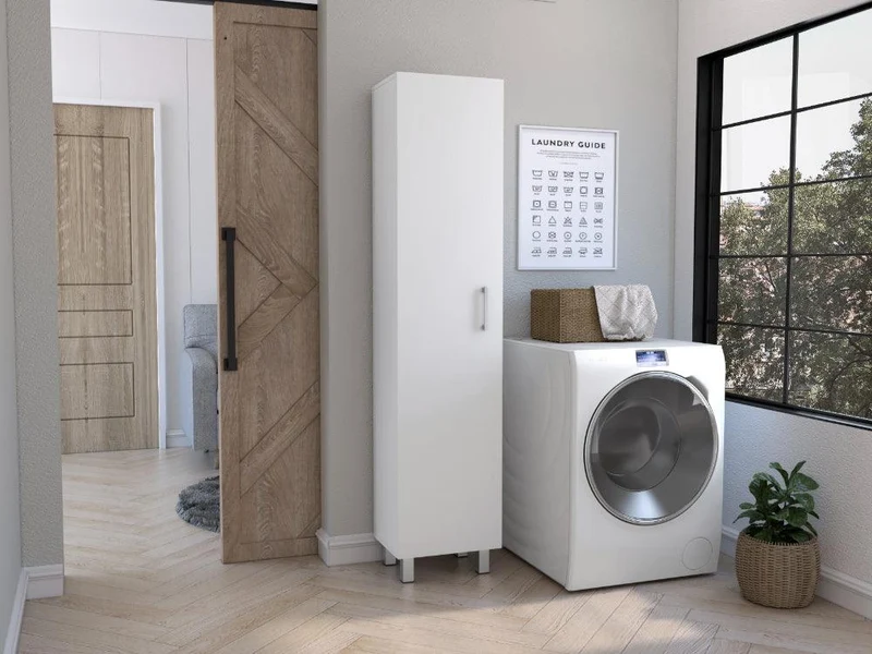 Mueble de Aseo Vinto, Blanco, con Colgador de Escobas ZF