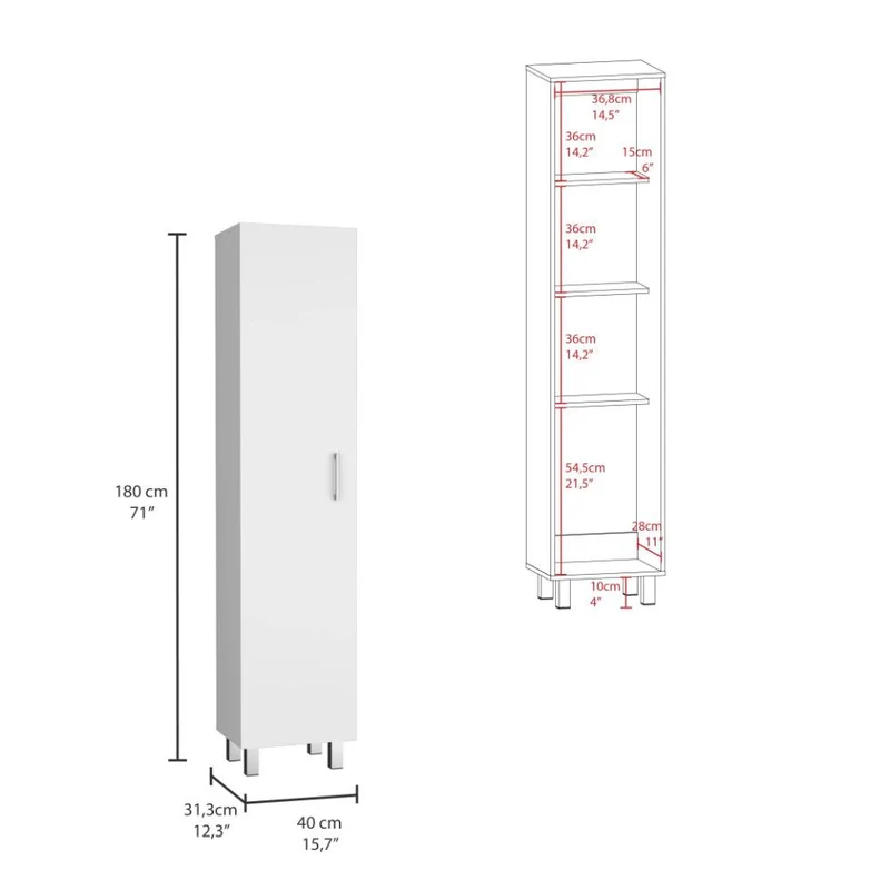 Mueble de Aseo Vinto, Blanco, con Colgador de Escobas ZF