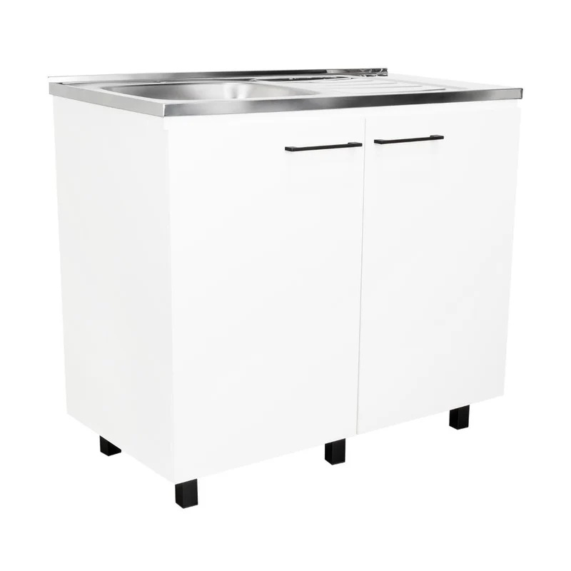 Gabinete Inferior Cantabria, Blanco, con Dos Puertas Abatibles y Mesón Derecho ZF
