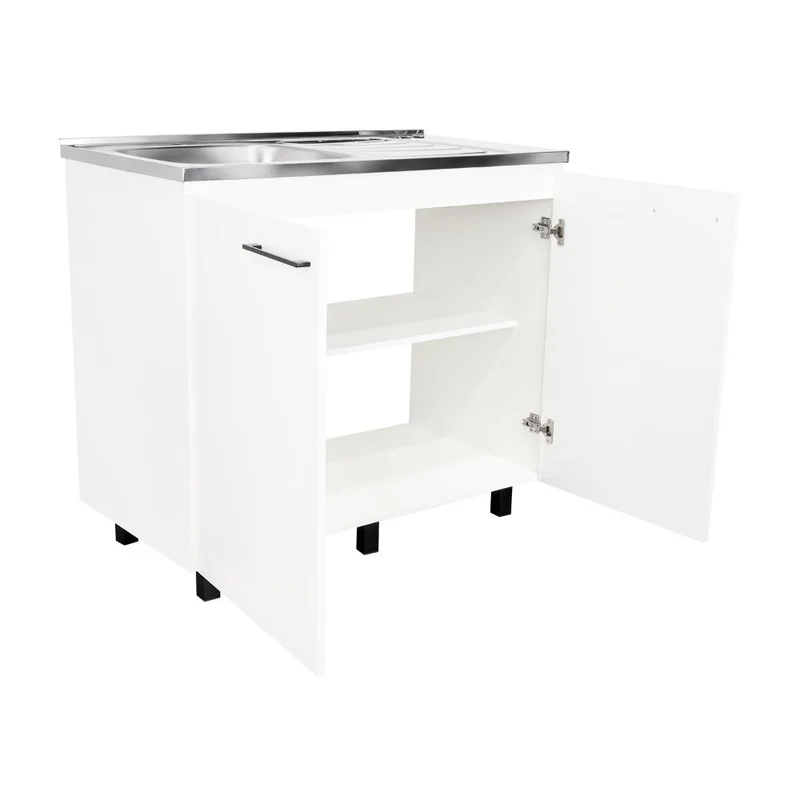 Gabinete Inferior Cantabria, Blanco, con Dos Puertas Abatibles y Mesón Derecho ZF