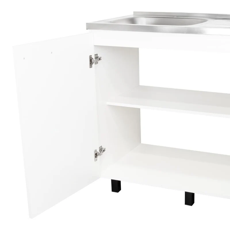 Gabinete Inferior Cantabria, Blanco, con Dos Puertas Abatibles y Mesón Derecho ZF
