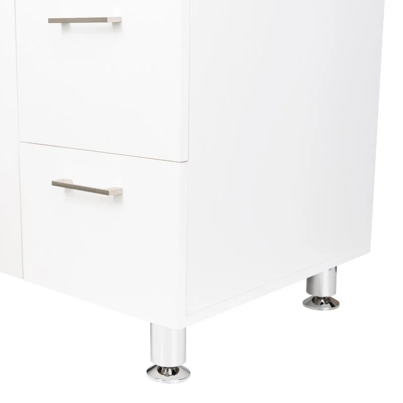 Gabinete Inferior Stella, Blanco Perla, con Dos Puertas Batientes y Tres Cajones Deslizables, con Mesón Izquierdo