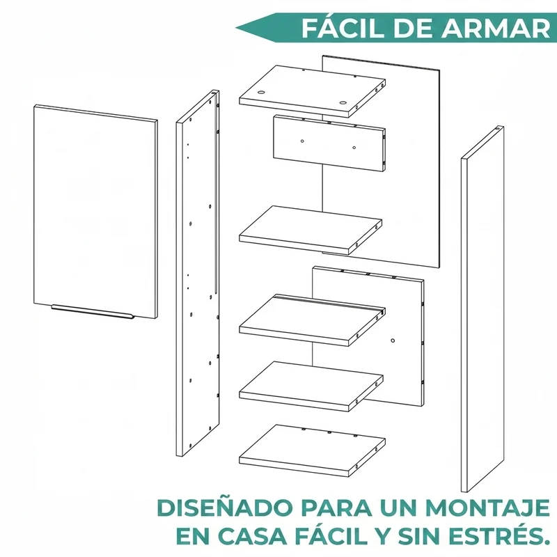 Gabinete de Baño Real, Wengue, con Tres Entrepaños