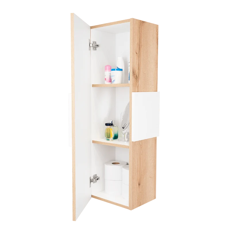 Gabinete de Baño Picasso, Blanco y Café Claro, con Espacio para Guardar Objetos de Aseo ZF
