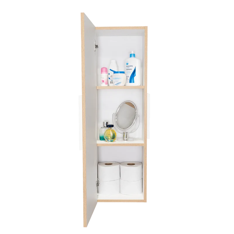 Gabinete de Baño Picasso, Blanco y Café Claro, con Espacio para Guardar Objetos de Aseo ZF