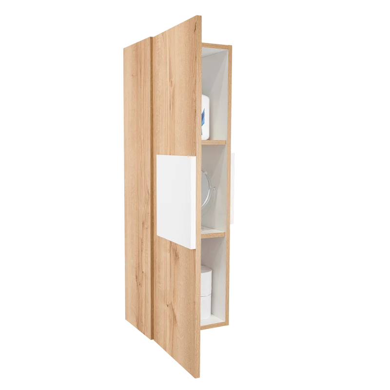 Gabinete de Baño Picasso, Blanco y Café Claro, con Espacio para Guardar Objetos de Aseo ZF
