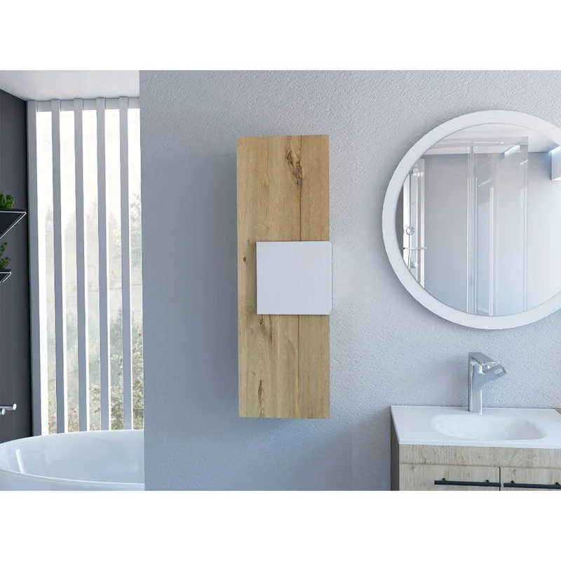 Gabinete de Baño Picasso, Blanco y Café Claro, con Espacio para Guardar Objetos de Aseo ZF
