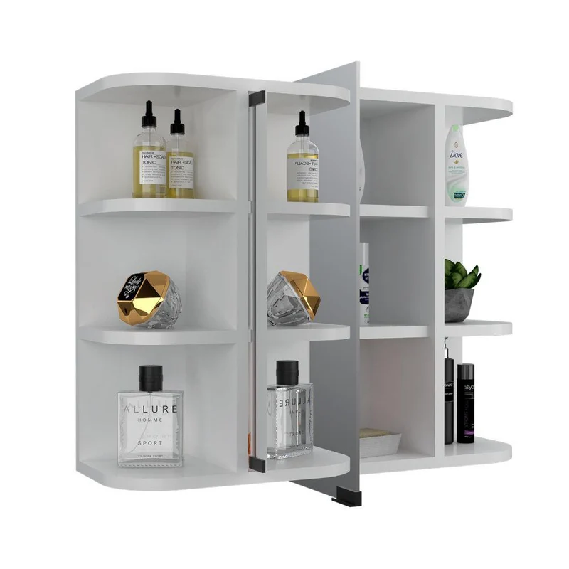 Gabinete de Baño Delio, Blanco, con una Puerta de Espejo Abatibley Seis Entrepaños ZF