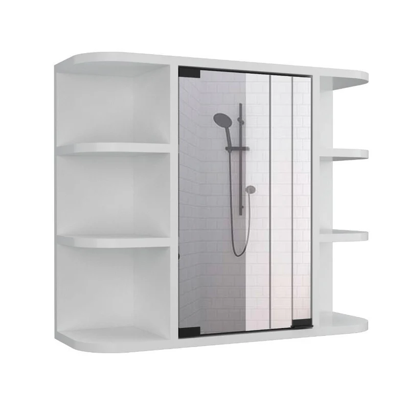 Gabinete de Baño Delio, Blanco, con una Puerta de Espejo Abatibley Seis Entrepaños ZF