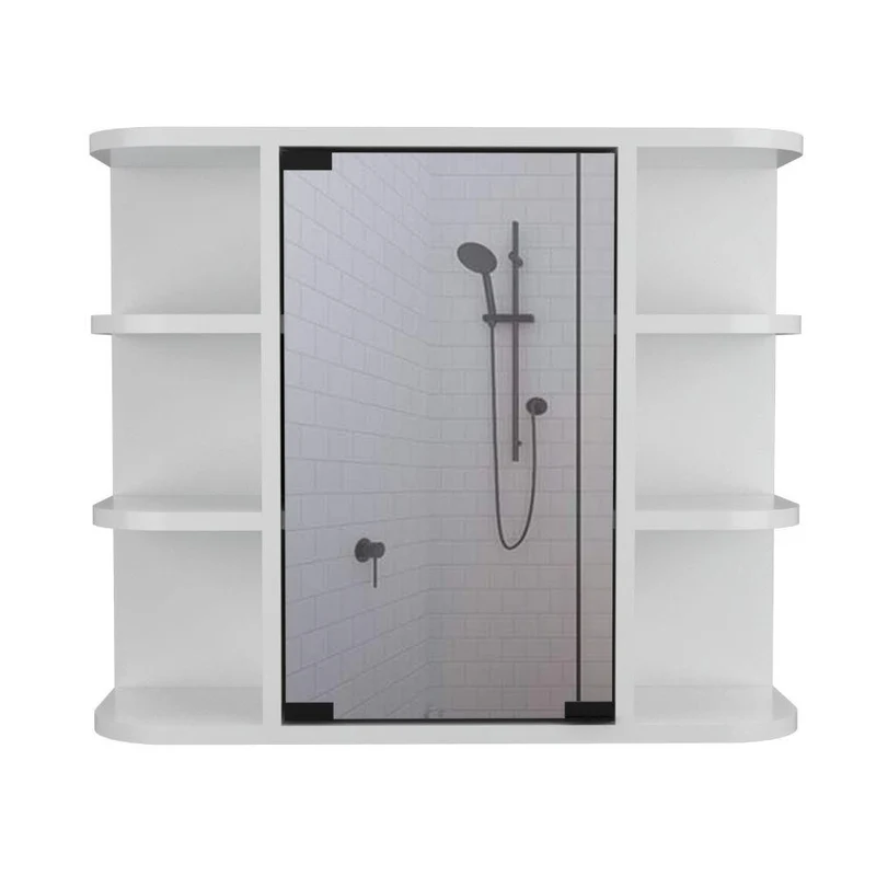 Gabinete de Baño Delio, Blanco, con una Puerta de Espejo Abatibley Seis Entrepaños ZF