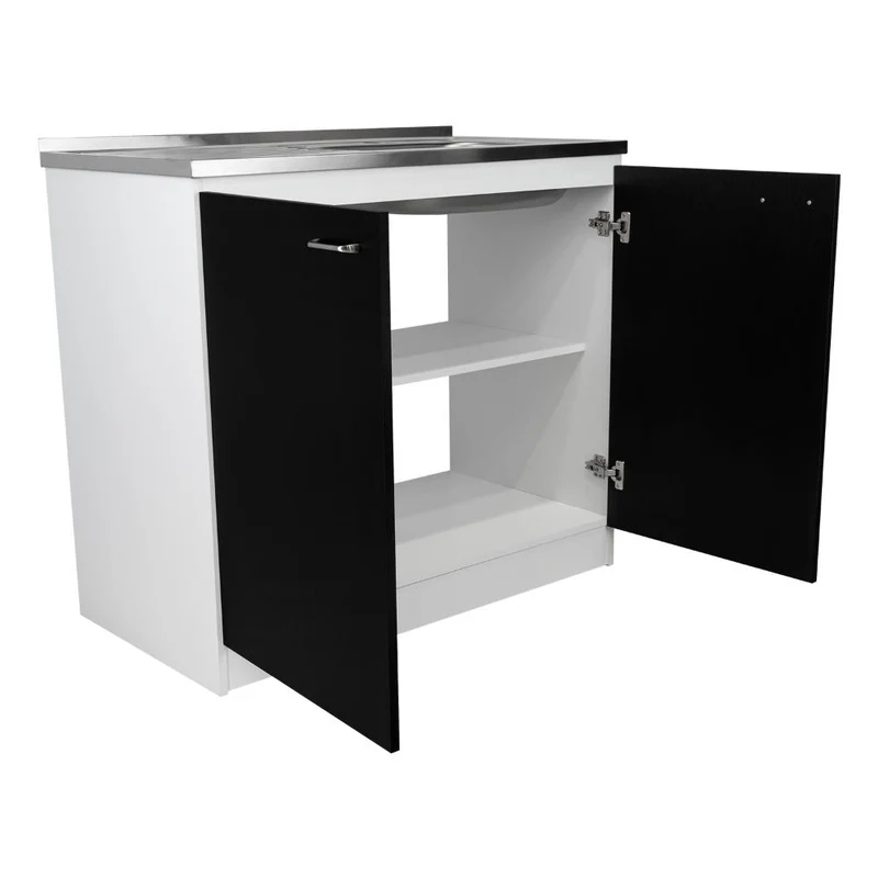 Gabinete Inferior Cantabria, Wengue y Blanco, Ideal para Espacio Reducidos