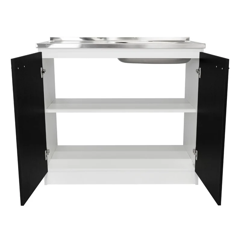 Gabinete Inferior Cantabria, Wengue y Blanco, Ideal para Espacio Reducidos