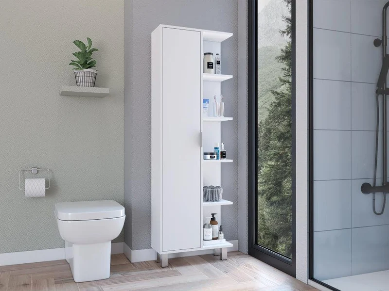 Mueble Auxiliar de Baño Crovic, Blanco, con Puerta Abatible ZF