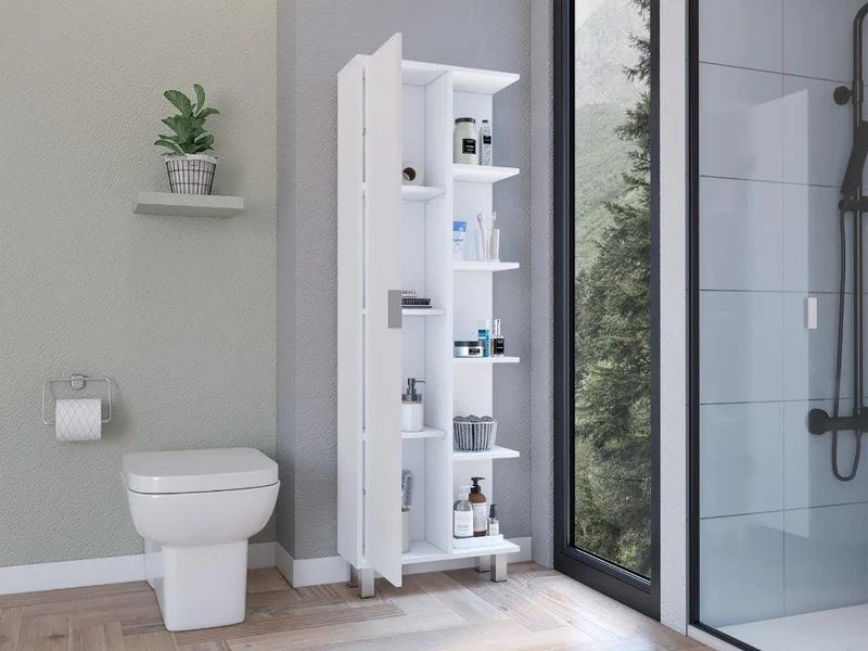 Mueble Auxiliar de Baño Crovic, Blanco, con Puerta Abatible ZF