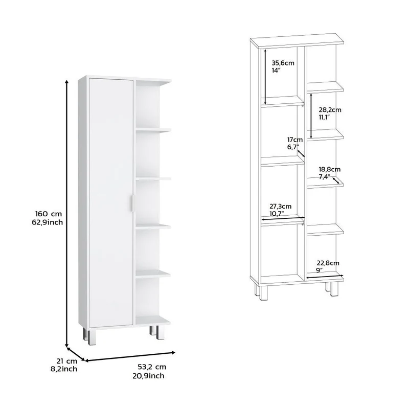 Mueble Auxiliar de Baño Crovic, Blanco, con Puerta Abatible ZF