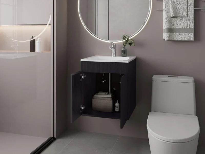Mueble para Lavamanos Meka, Wengue, Incluye Lavamanos Praia 45 ZF