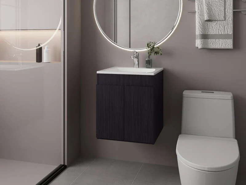 Mueble para Lavamanos Meka, Wengue, Incluye Lavamanos Praia 45 ZF