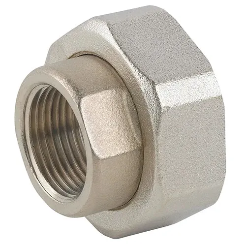 Raccordo in 2 pz ff per pompa in ottone nichelato con guarnizione 1/2 x 1