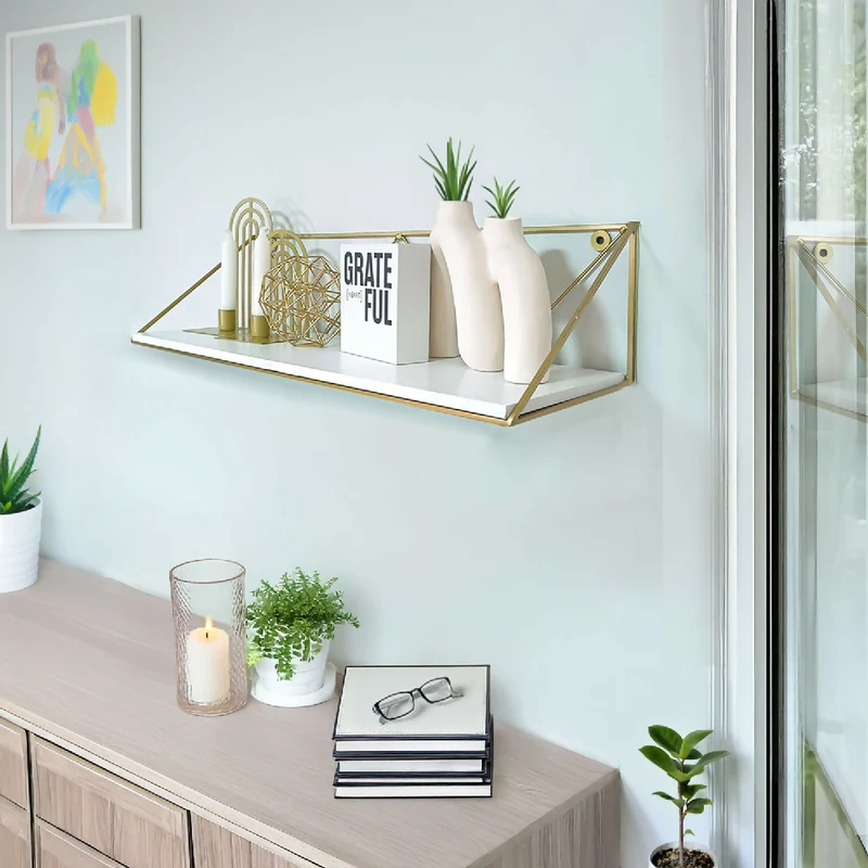 Repisa Metálica Novo, Dorada + Blanco