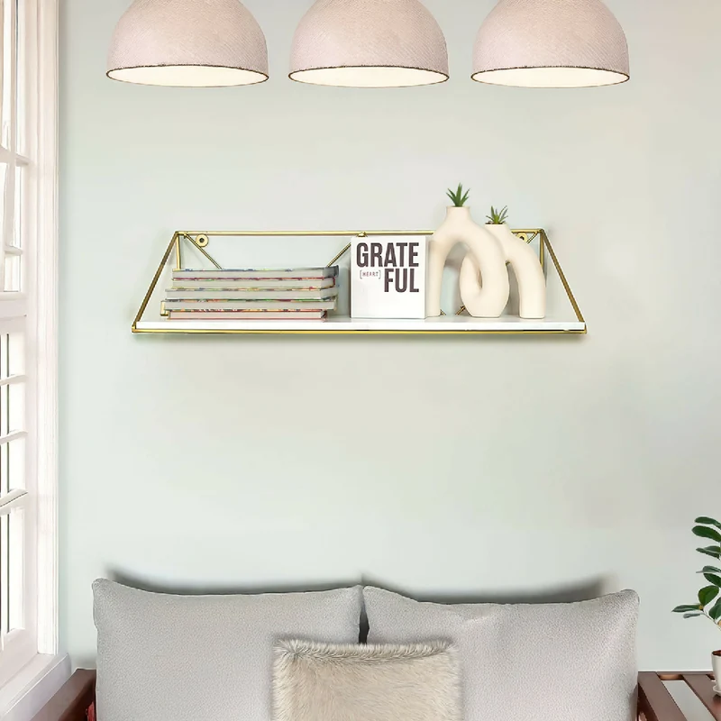 Repisa Metálica Novo, Dorada + Blanco