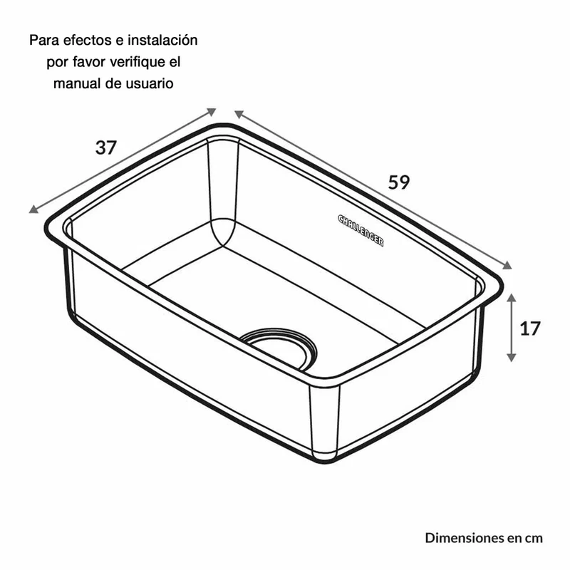 Lavaplatos de Submontar Challenger 59×37, Acero