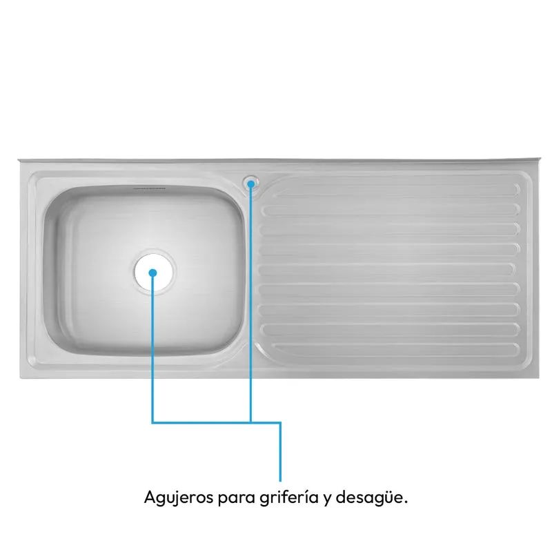 Mesón Poceta Challenger Izquiero, 1,20/POC, Acero Inoxidable