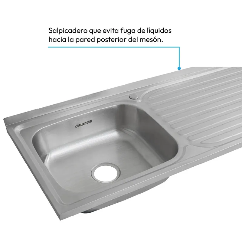 Mesón Poceta Challenger Izquiero, 1,20/POC, Acero Inoxidable