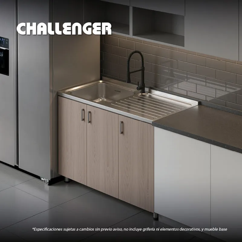 Mesón Poceta Challenger Izquiero, 1,20/POC, Acero Inoxidable