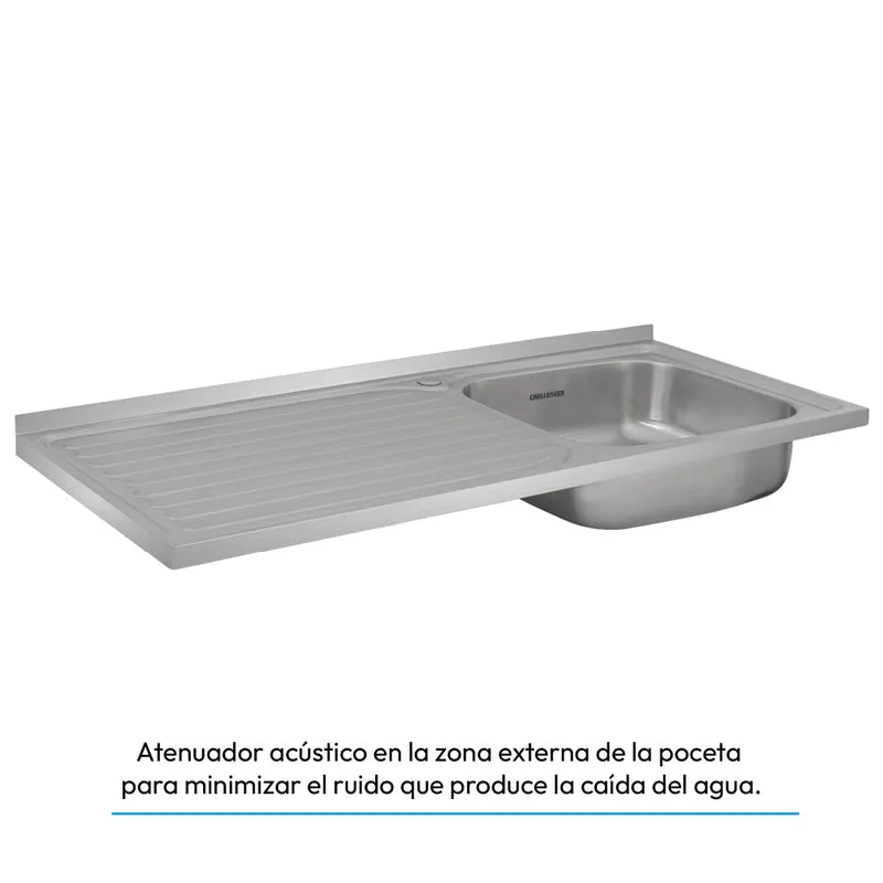 Mesón Poceta Challenger Derecho, 1,20/POC, Acero Inoxidable