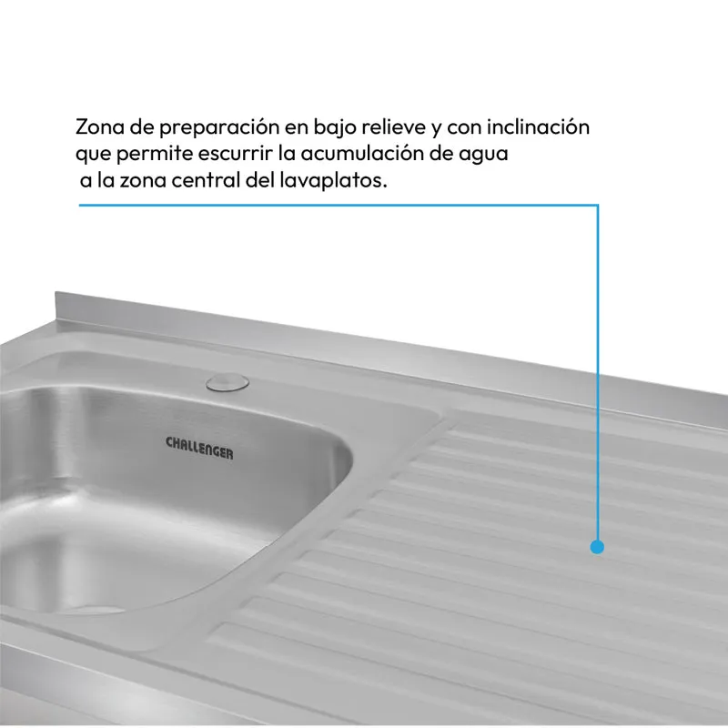 Mesón Poceta Challenger Izquiero, en Acero Inoxidable