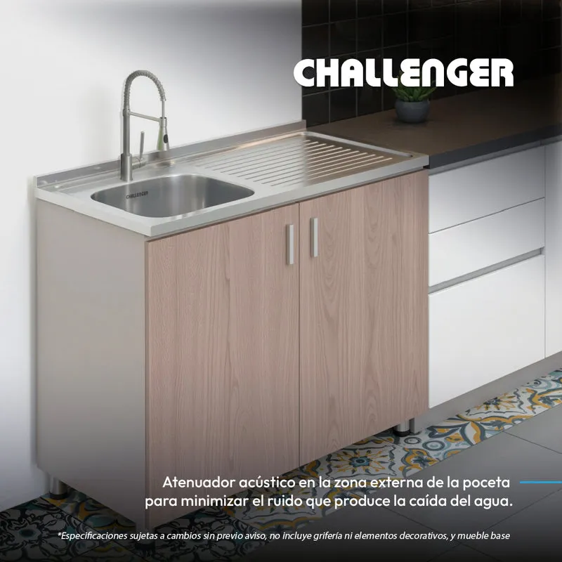 Mesón Poceta Challenger Izquiero, en Acero Inoxidable