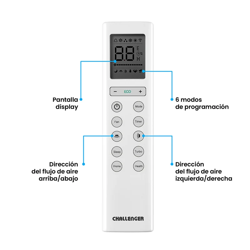 Aire Acondicionado Inverter Challenger 18000 BTU 220V, Blanco