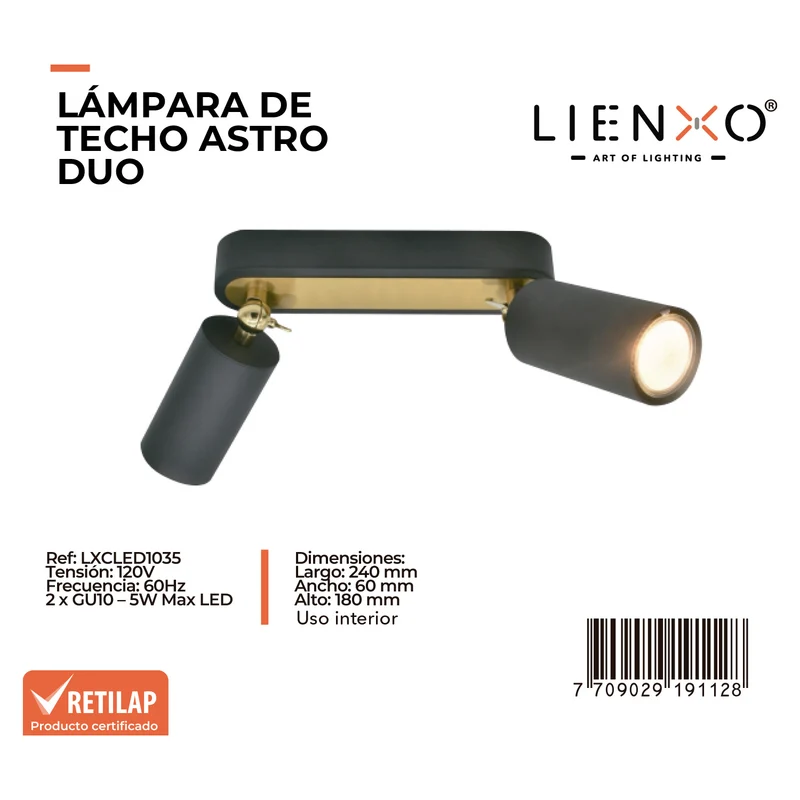 Lámpara de Techo Astro Dúo, Negro