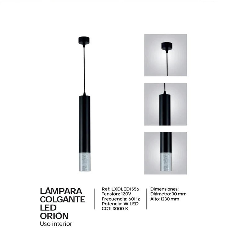 Lámpara Colgante LED Orión, Negro
