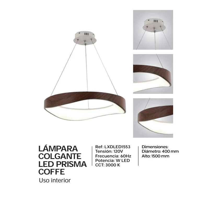 Lámpara Colgante LED Prisma, Café